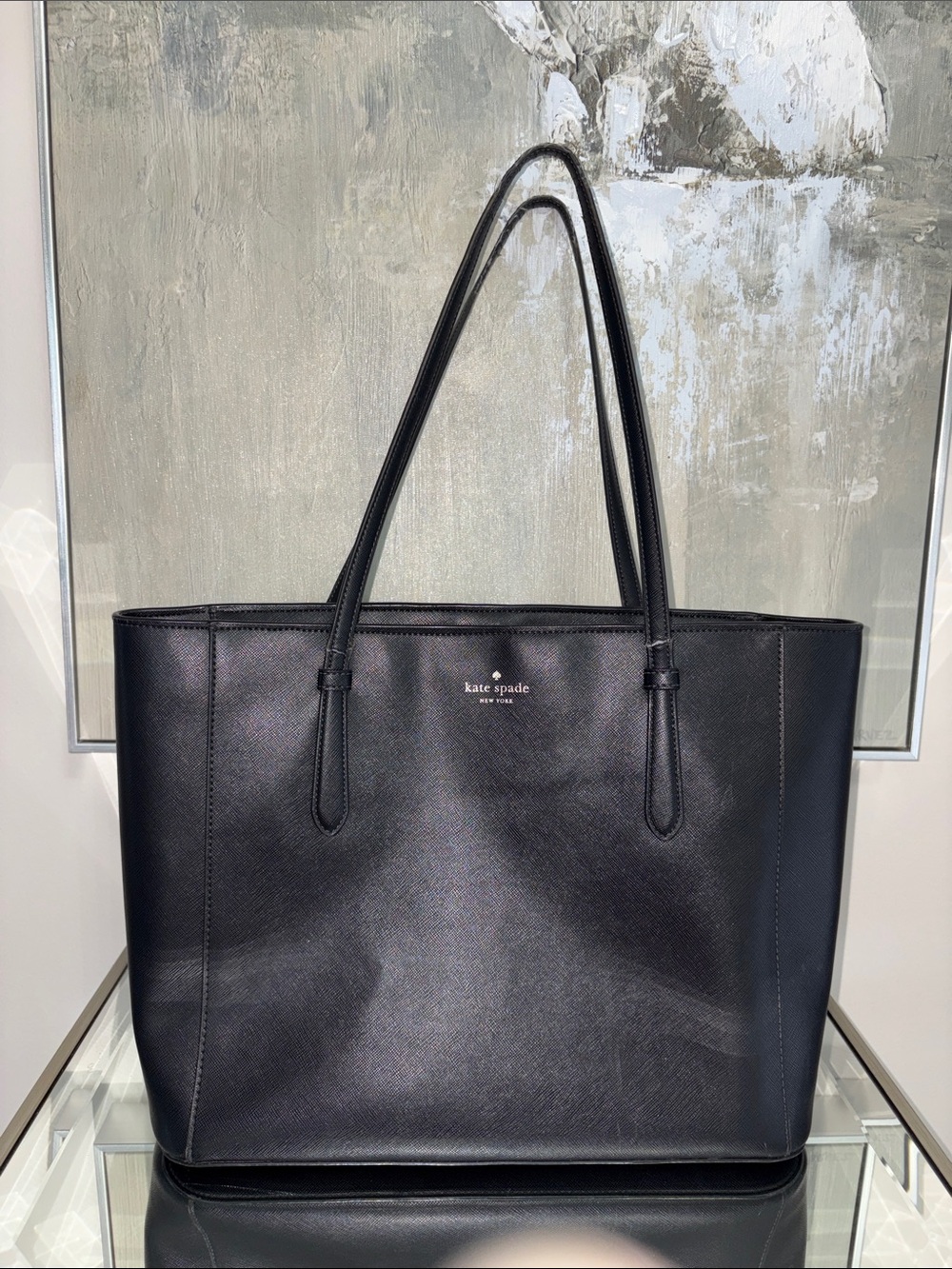 kate spade Black Leather Tote with Dual Shoulder Straps